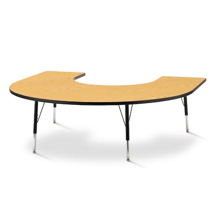 Jonti-Craft Berries Horseshoe Activity Table, 66 in. x 60 in., E-height, Oak/Black/Black 6445JCE210